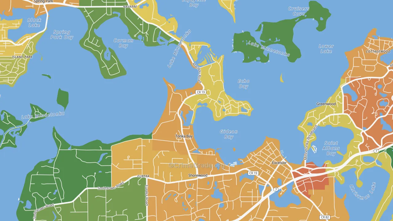 Tonka Bay, MN Map of Vandalism Rates