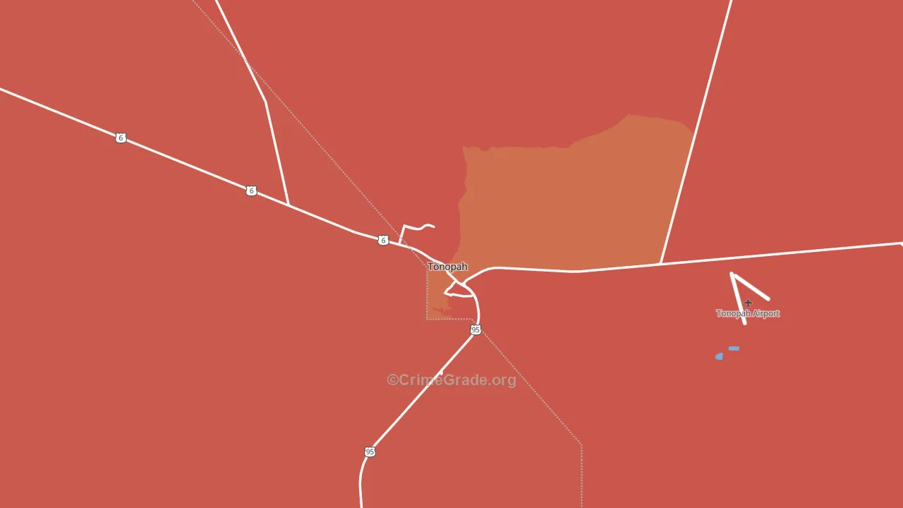 Tonopah, NV Map of Vandalism Rates