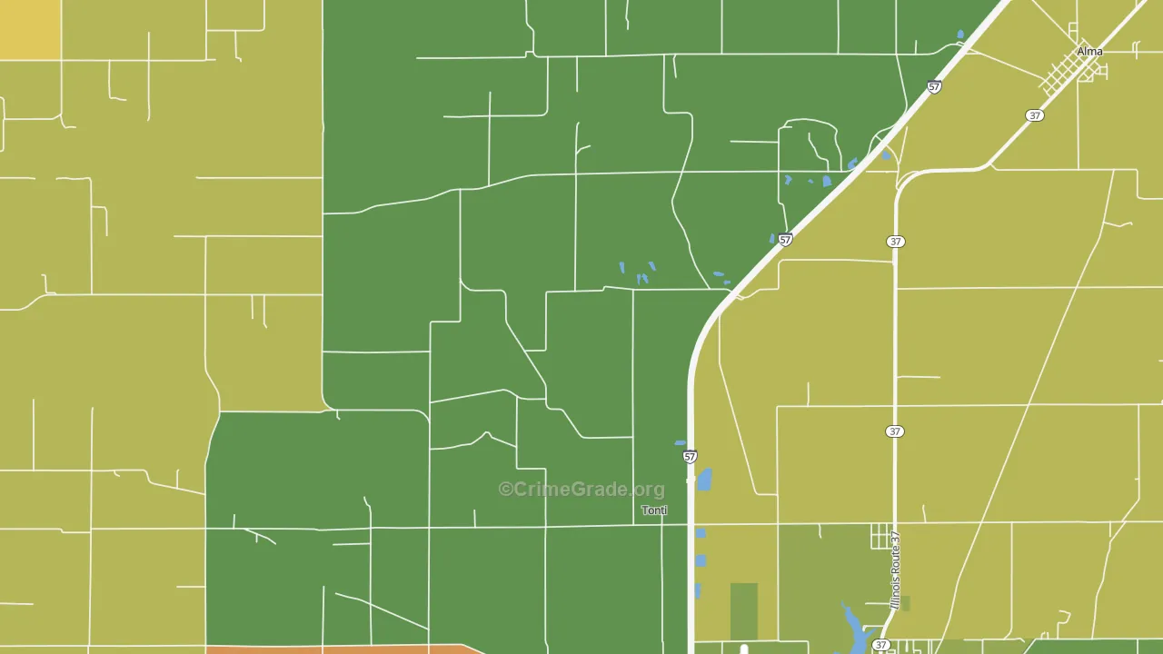 Tonti, IL Map of Vandalism Rates