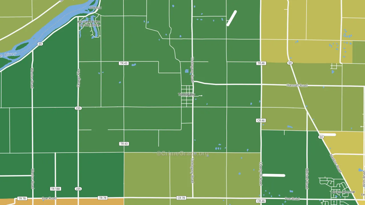 Tontogany, OH Map of Vandalism Rates