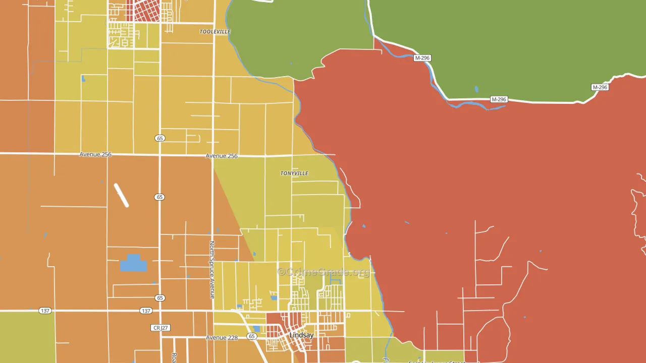 Tonyville, CA Map of Vandalism Rates