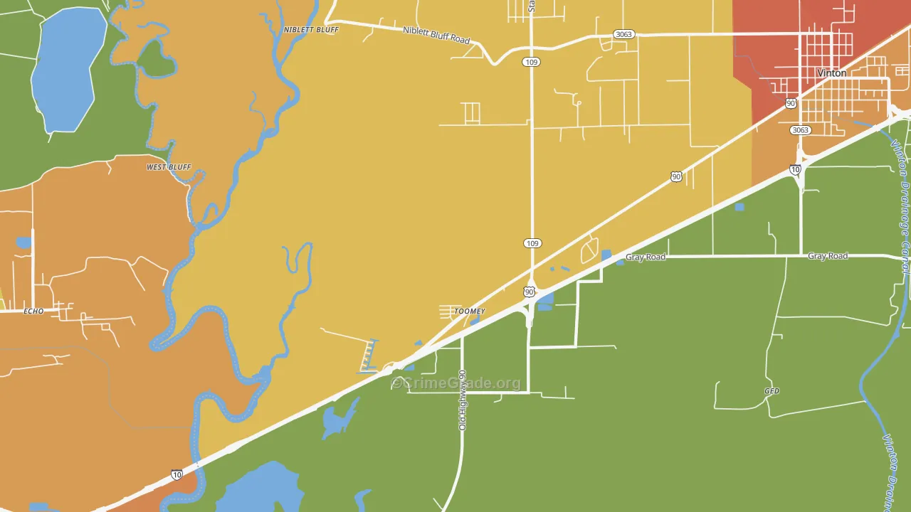 Toomey, LA Map of Vandalism Rates