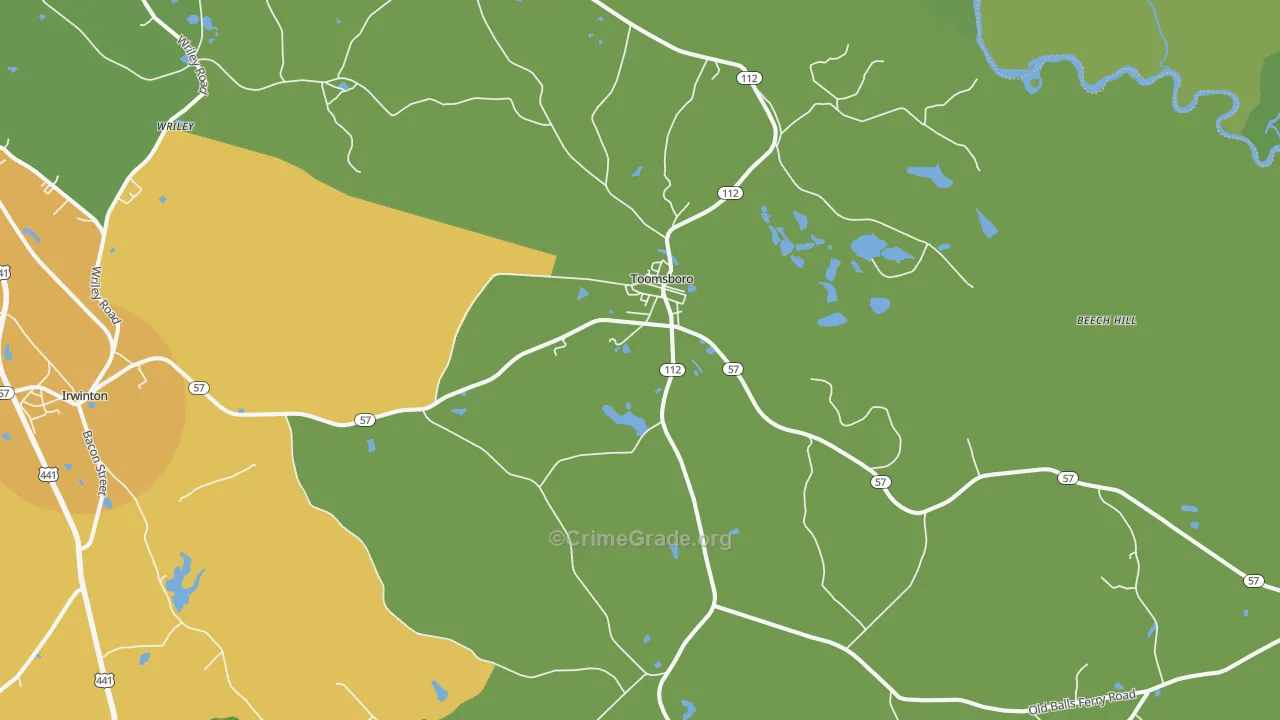 Toomsboro, GA Map of Vandalism Rates