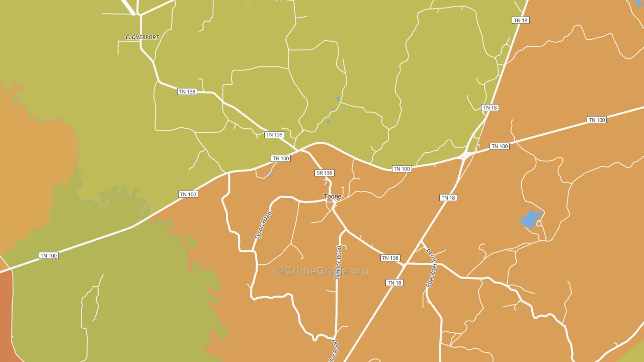 Toone, TN Map of Vandalism Rates