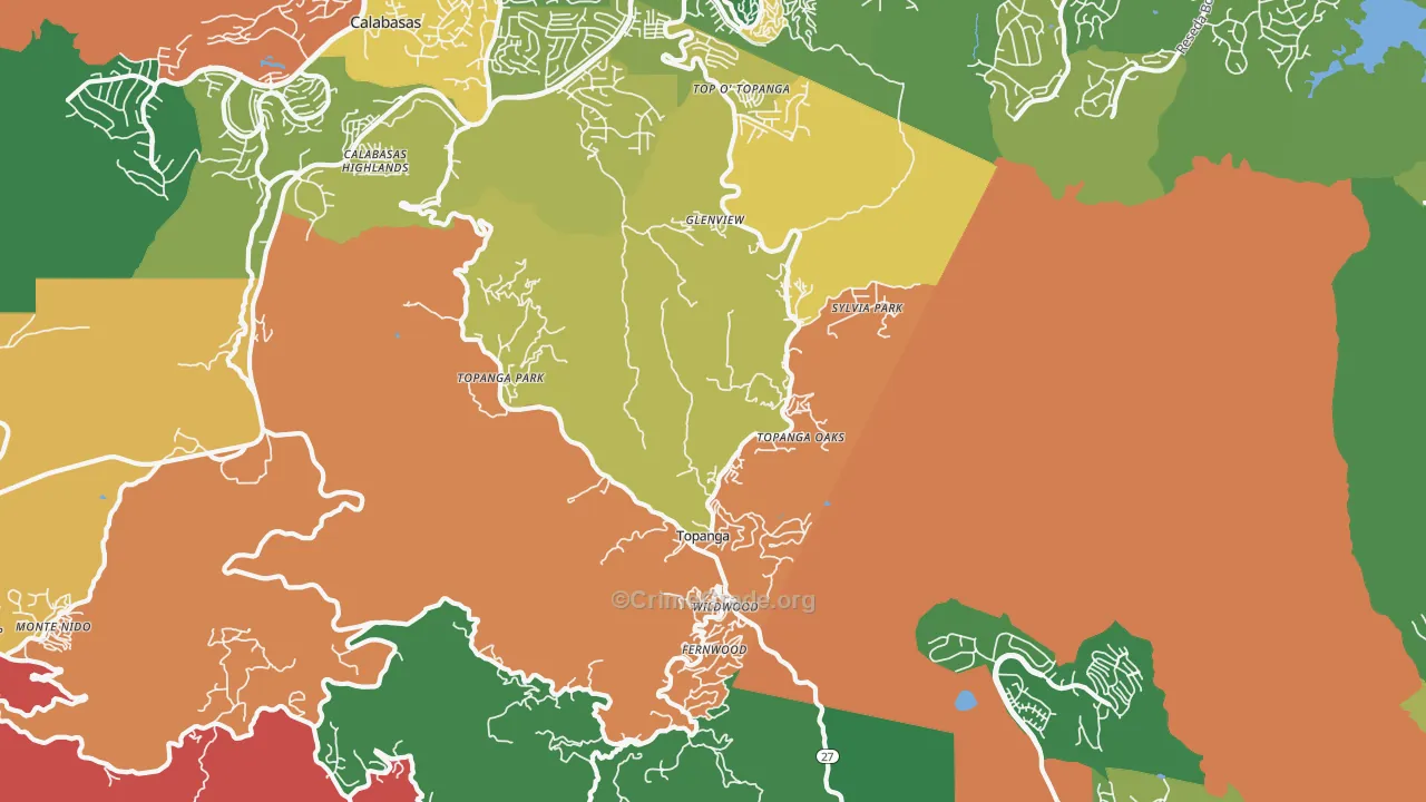 Topanga, CA Map of Vandalism Rates