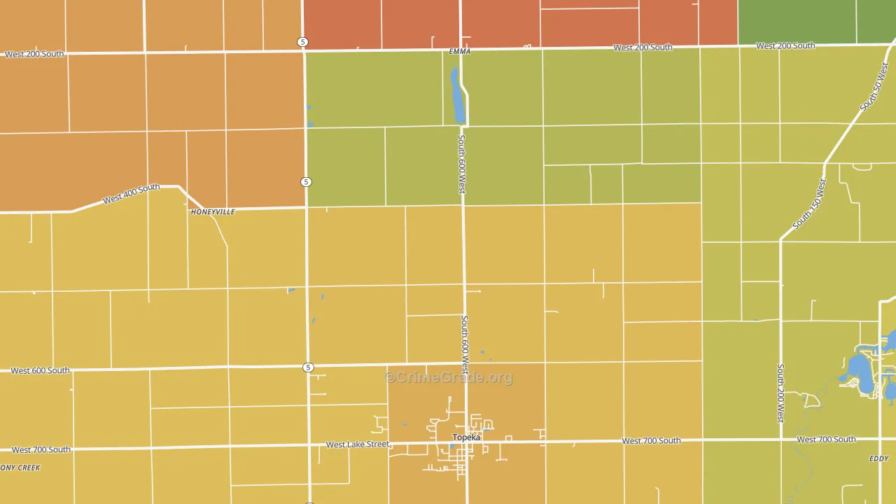 Topeka, IN Map of Vandalism Rates