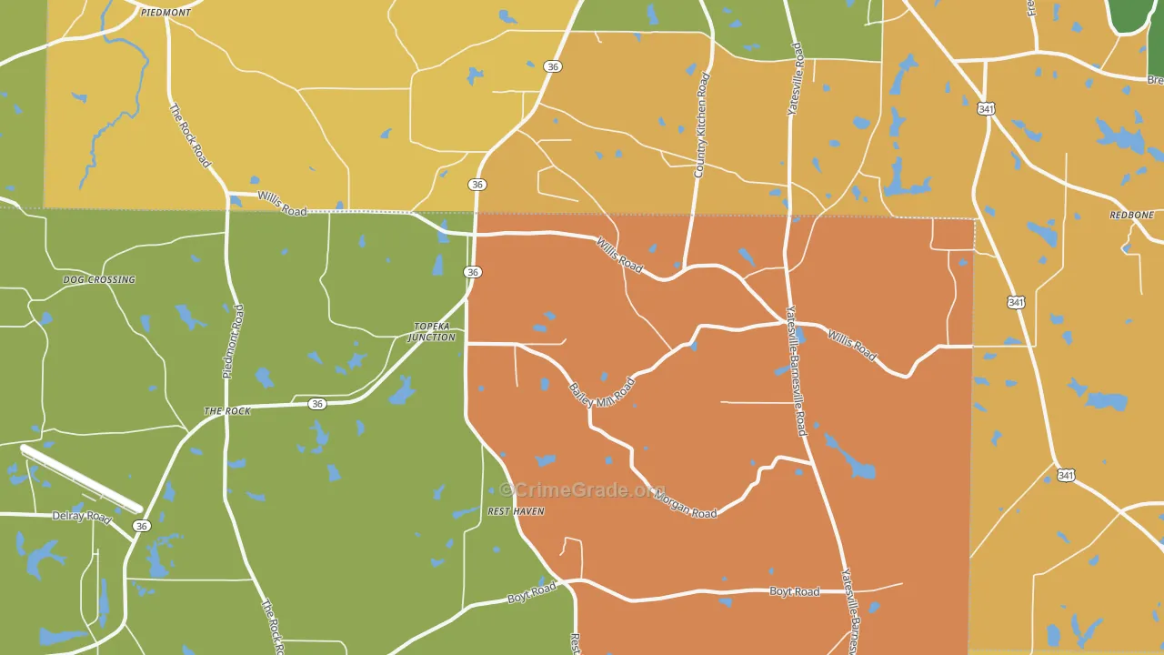 Topeka Junction, GA Map of Vandalism Rates
