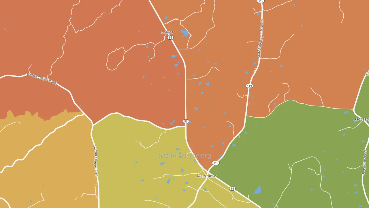 Topnot, NC Map of Vandalism Rates