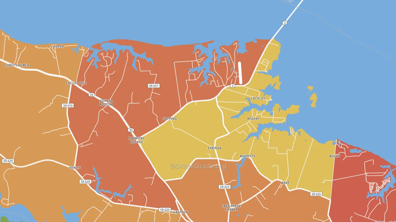 Topping, VA Map of Vandalism Rates