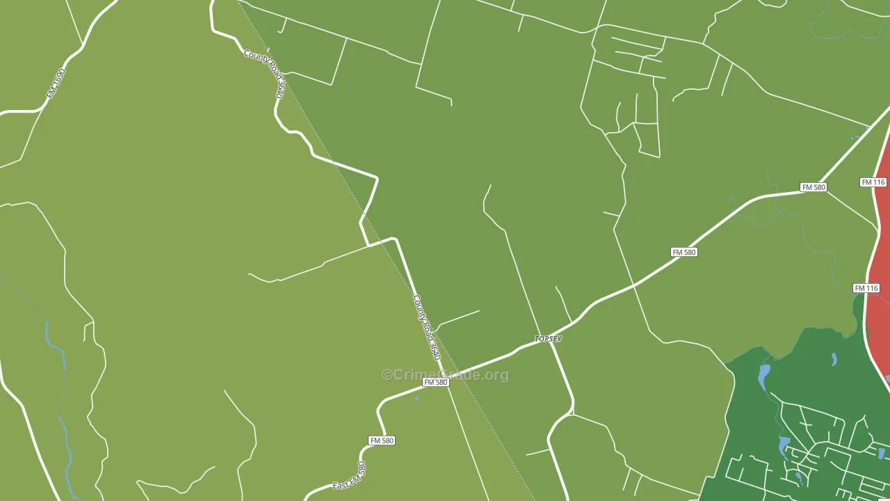 Topsey, TX Map of Vandalism Rates