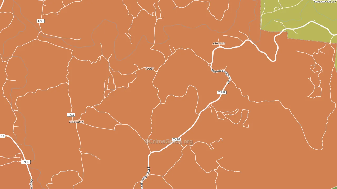 Topsy, TN Map of Vandalism Rates