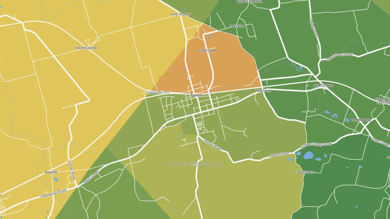 Topton, PA Map of Vandalism Rates