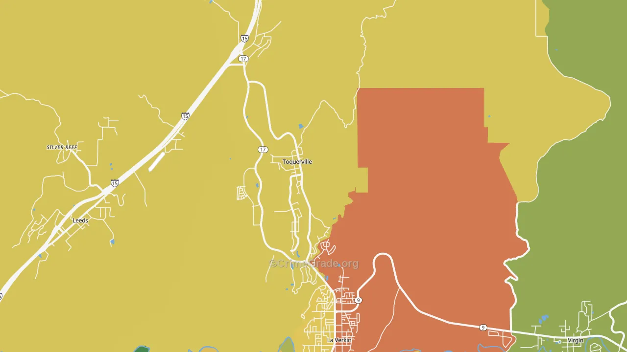 Toquerville, UT Map of Vandalism Rates
