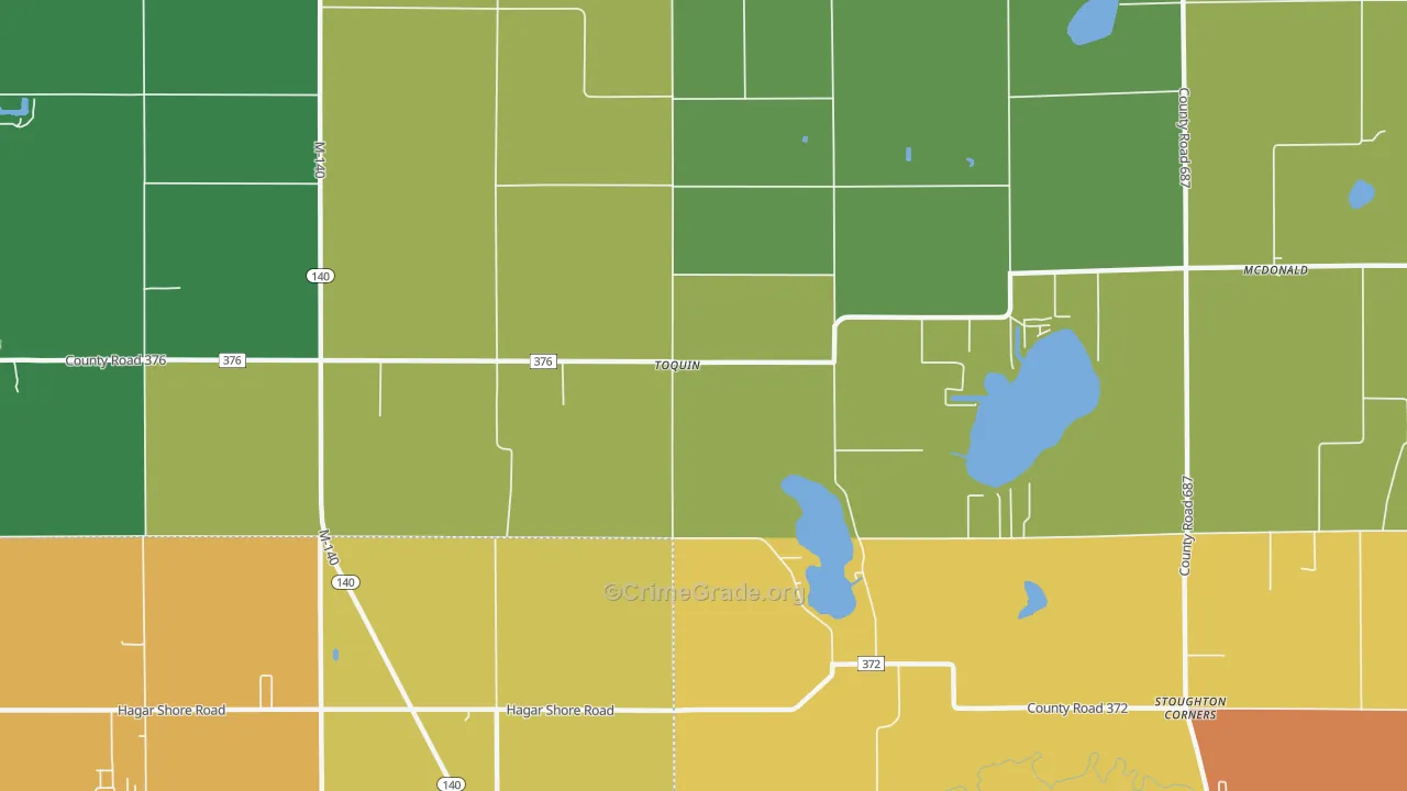 Toquin, MI Map of Vandalism Rates