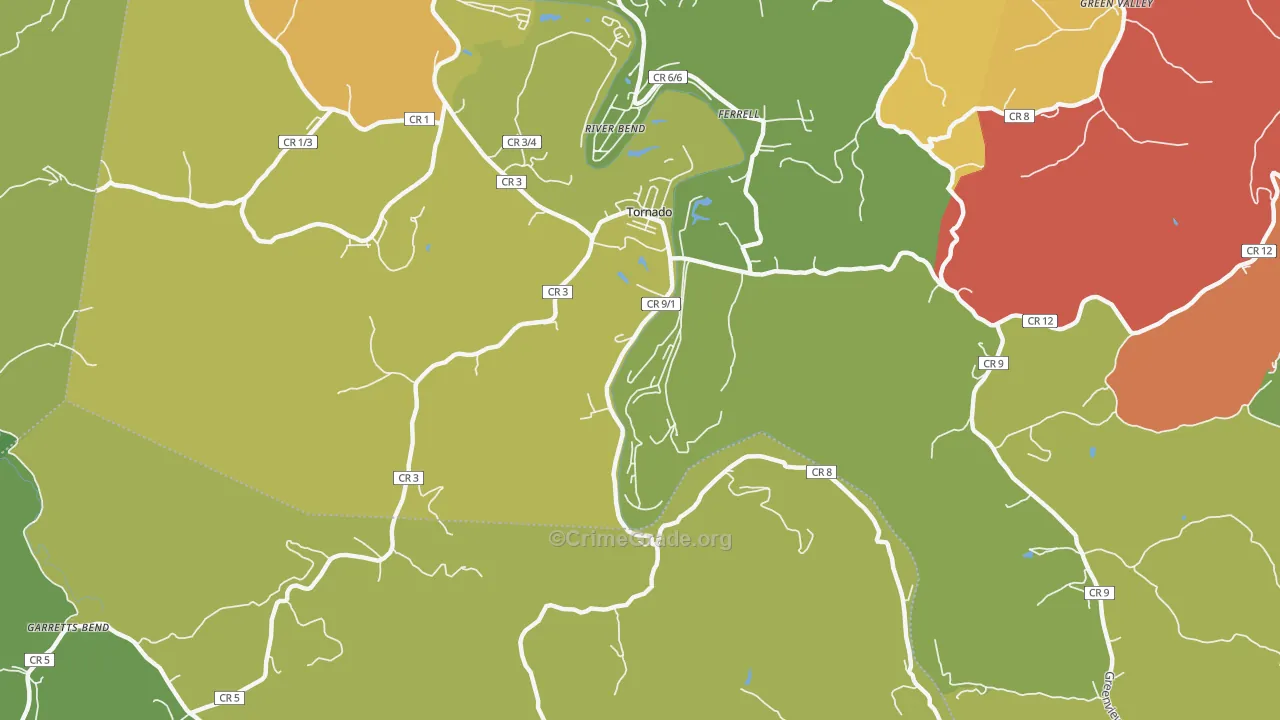 Tornado, WV Map of Vandalism Rates