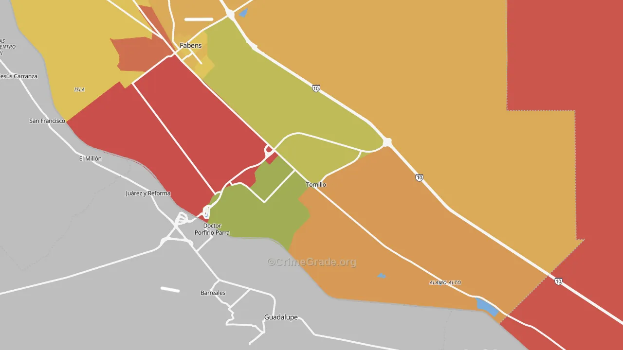 Tornillo, TX Map of Vandalism Rates