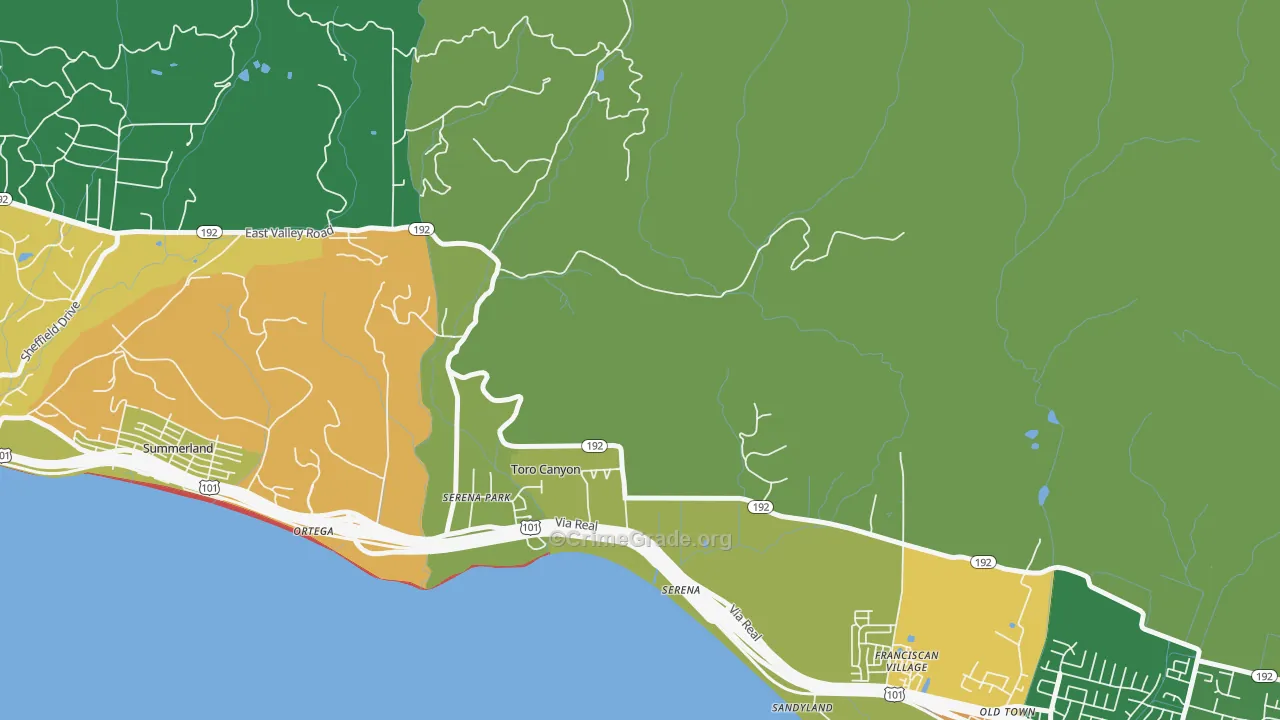 Toro Canyon, CA Map of Vandalism Rates