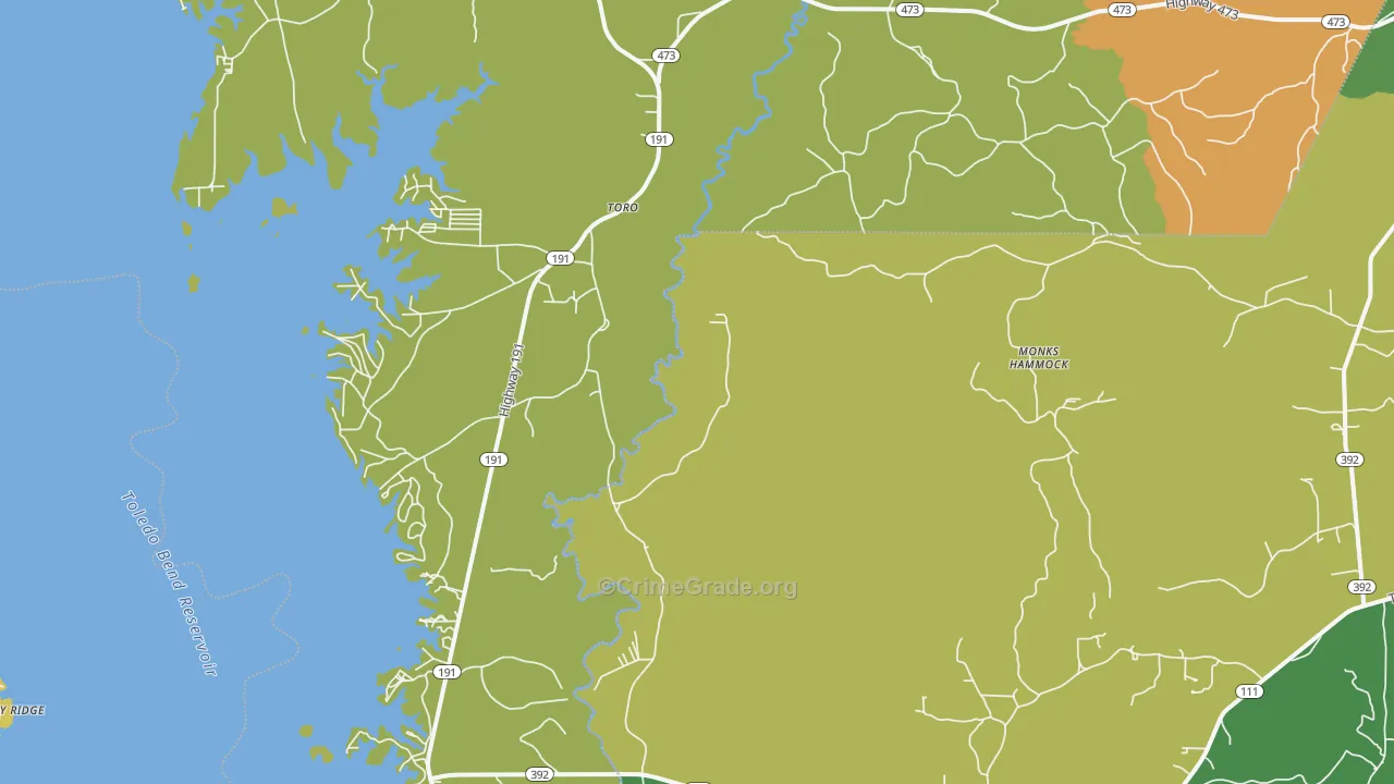 Toro, LA Map of Vandalism Rates