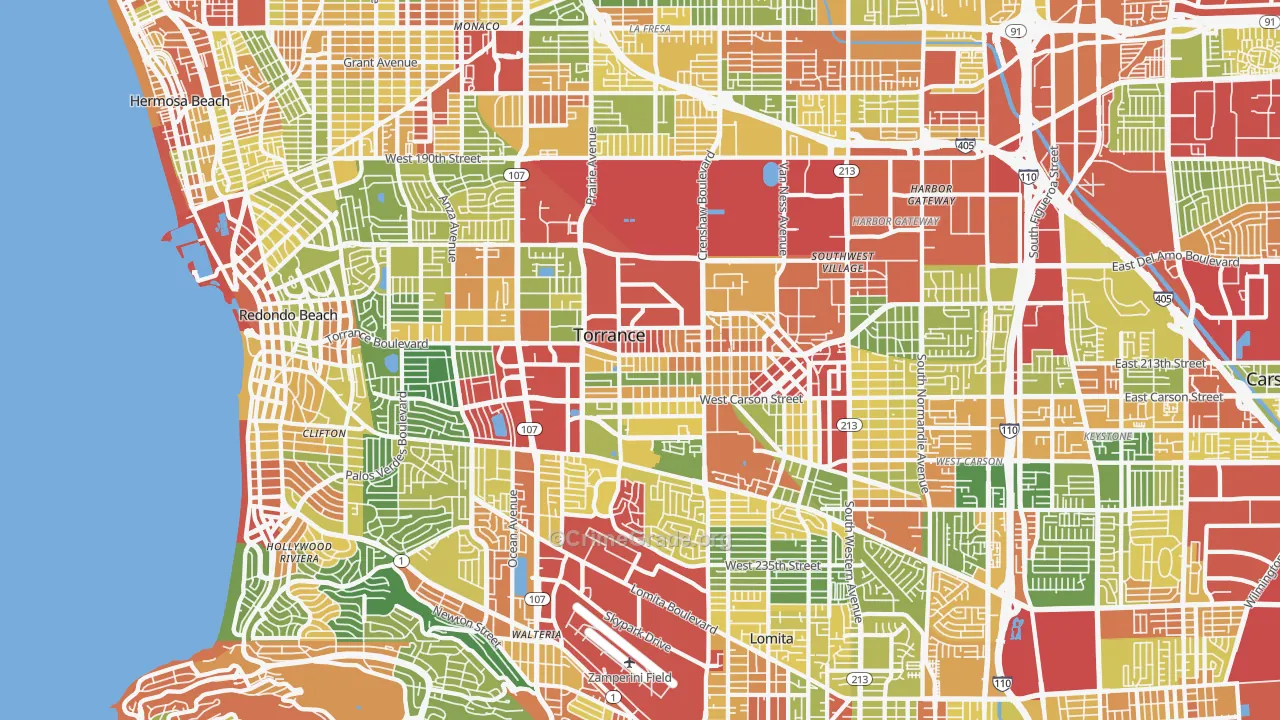 Torrance, CA Map of Vandalism Rates