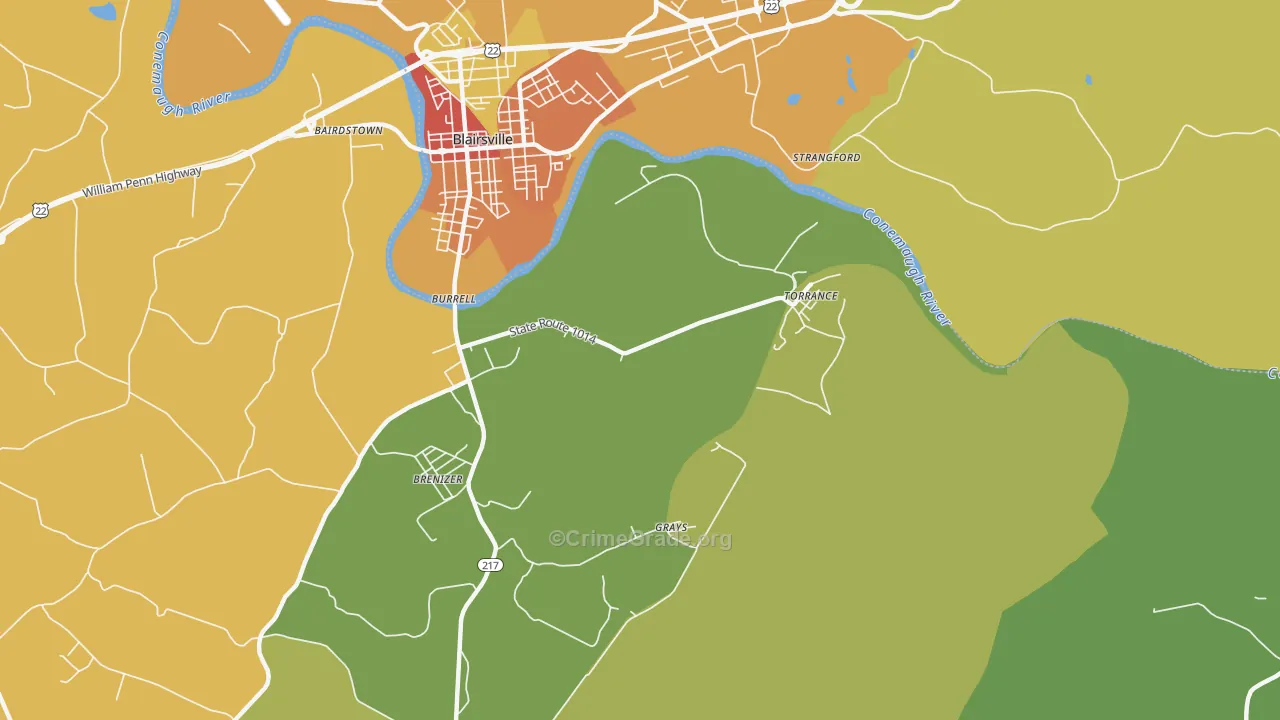 Torrance, PA Map of Vandalism Rates