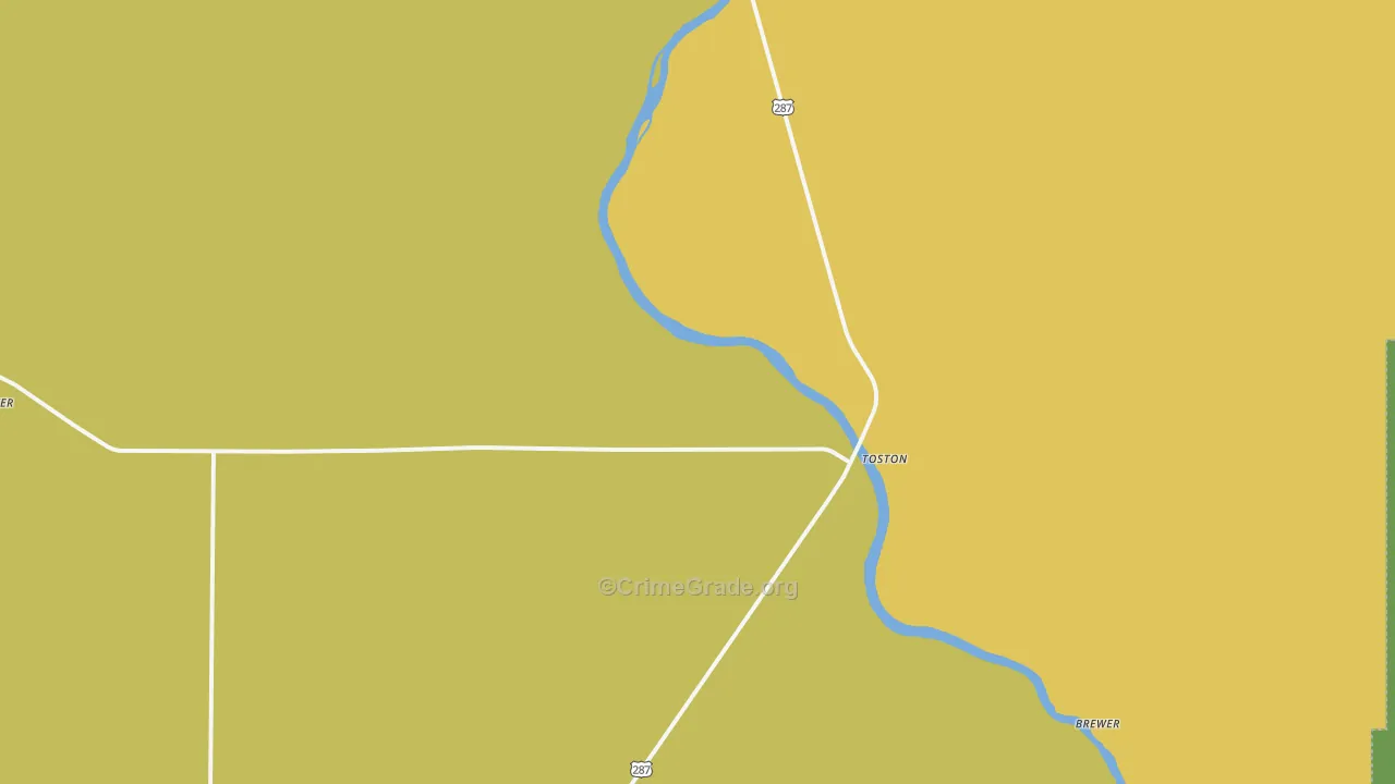Toston, MT Map of Vandalism Rates