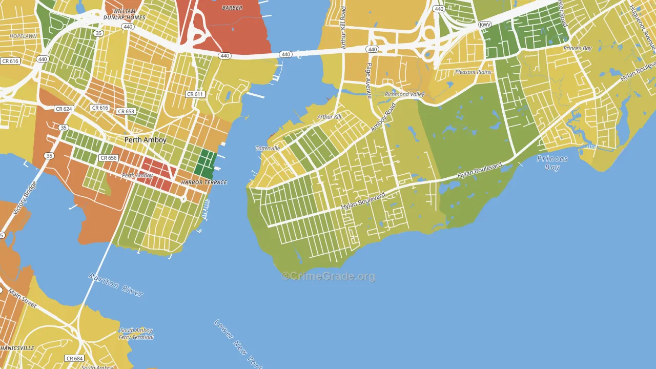 Tottenville, Staten Island, NY Map of Vandalism Rates