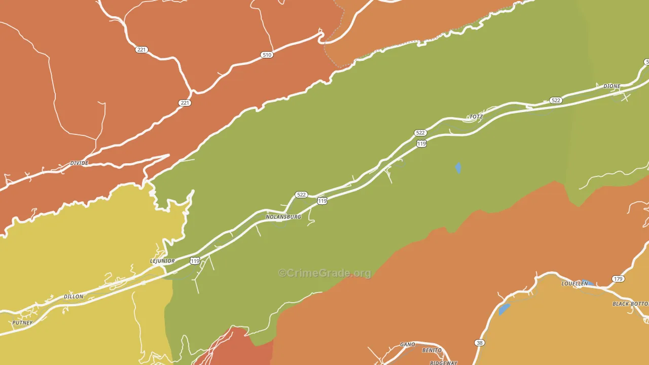 Totz, KY Map of Vandalism Rates