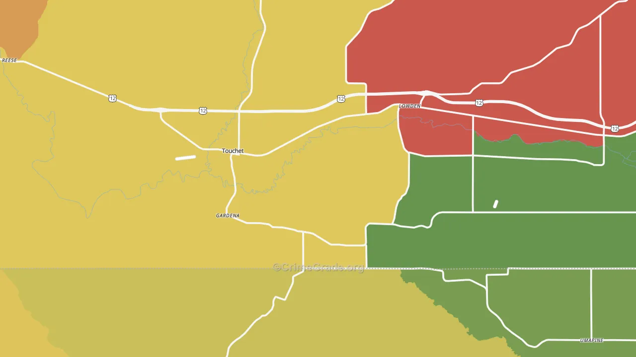 Touchet, WA Map of Vandalism Rates