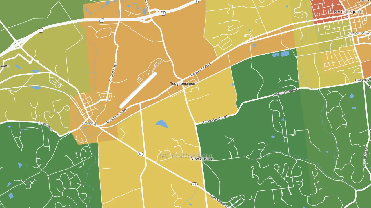Toughkenamon, PA Map of Vandalism Rates