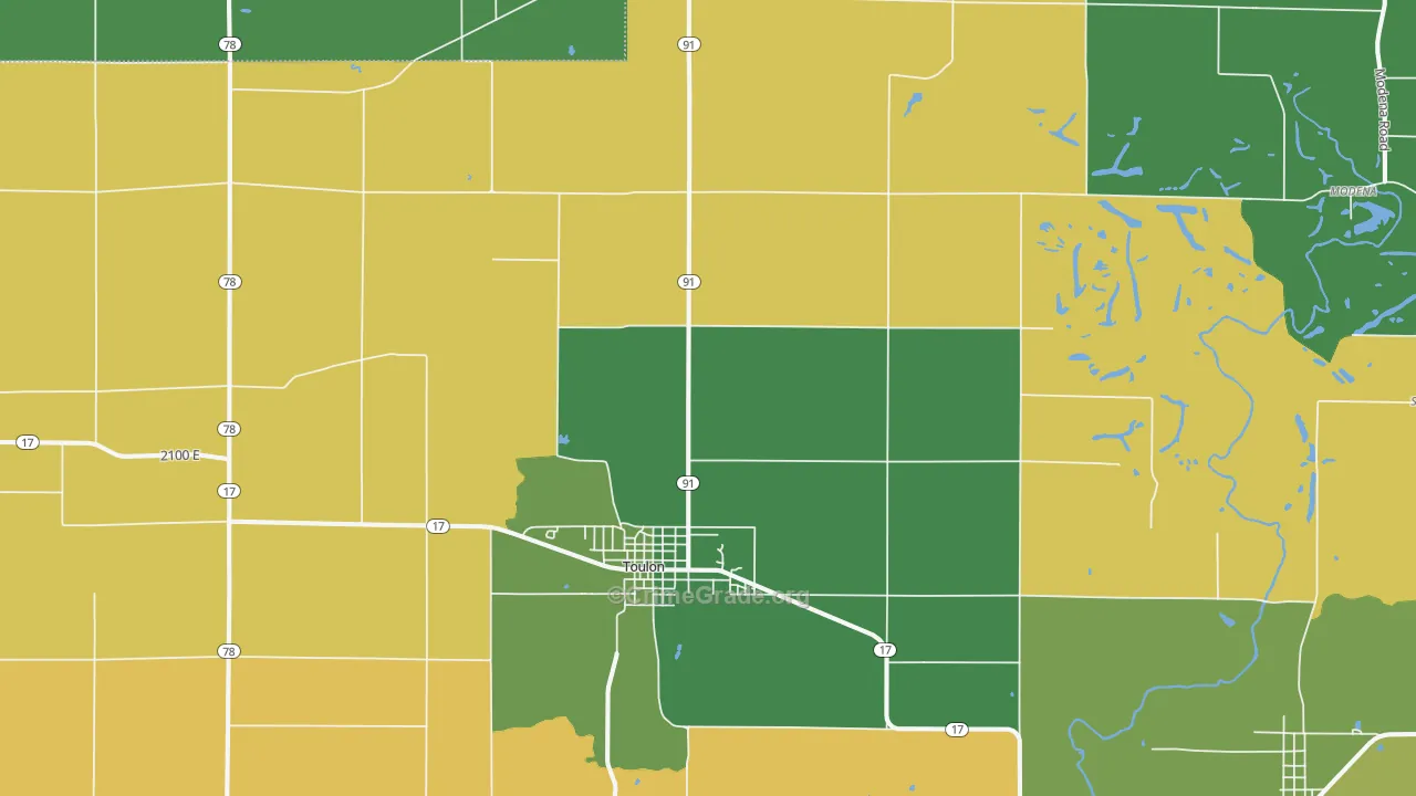 Toulon, IL Map of Vandalism Rates