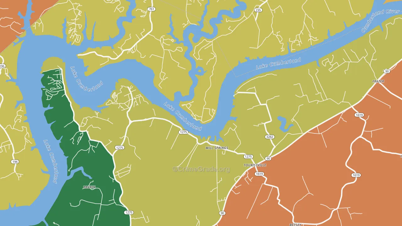 Touristville, KY Map of Vandalism Rates