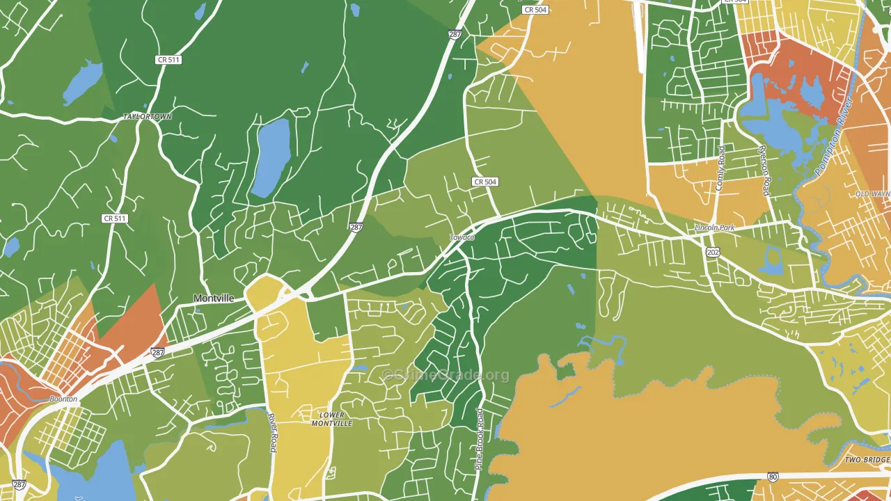 Towaco, NJ Map of Vandalism Rates