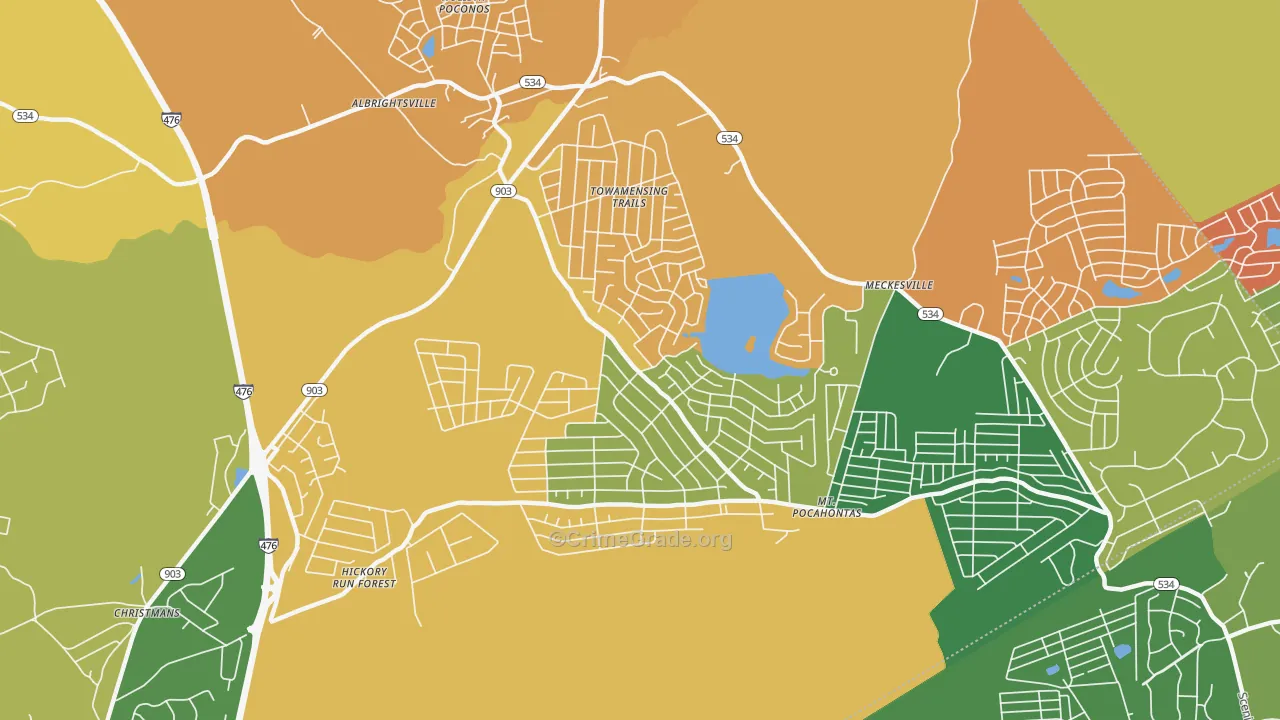 Towamensing Trails, PA Map of Vandalism Rates