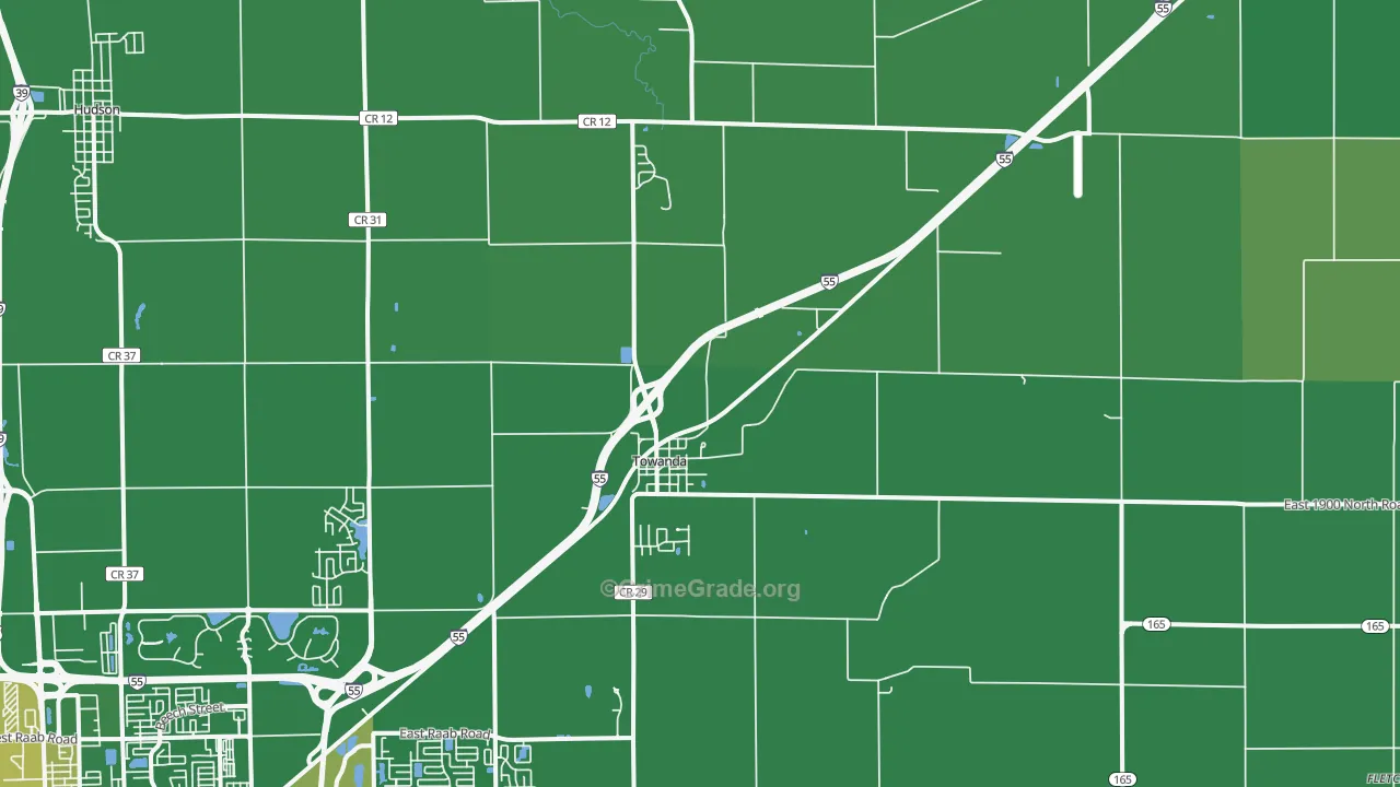 Towanda, IL Map of Vandalism Rates