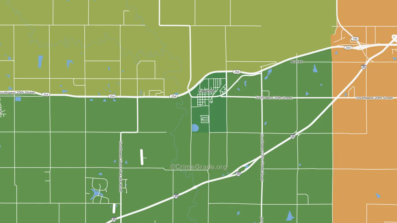 Towanda, KS Map of Vandalism Rates