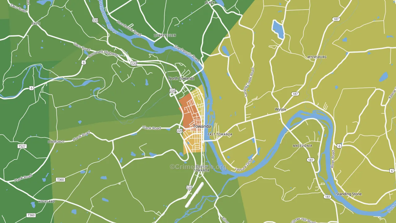 Towanda, PA Map of Vandalism Rates