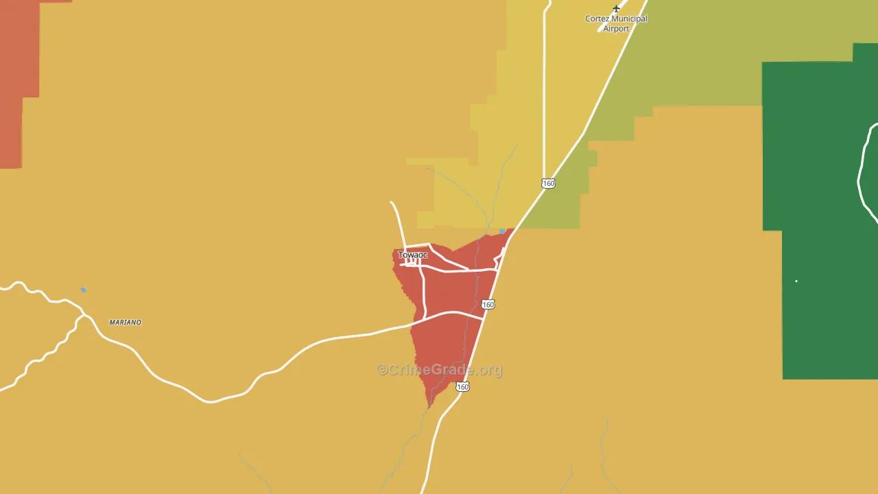 Towaoc, CO Map of Vandalism Rates