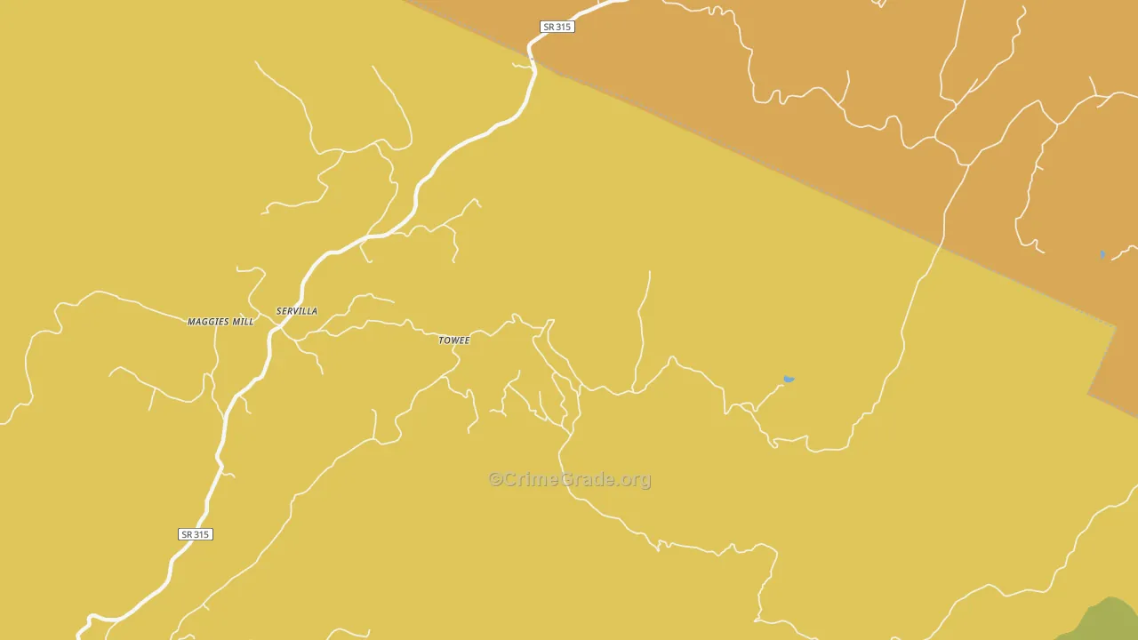 Towee, TN Map of Vandalism Rates