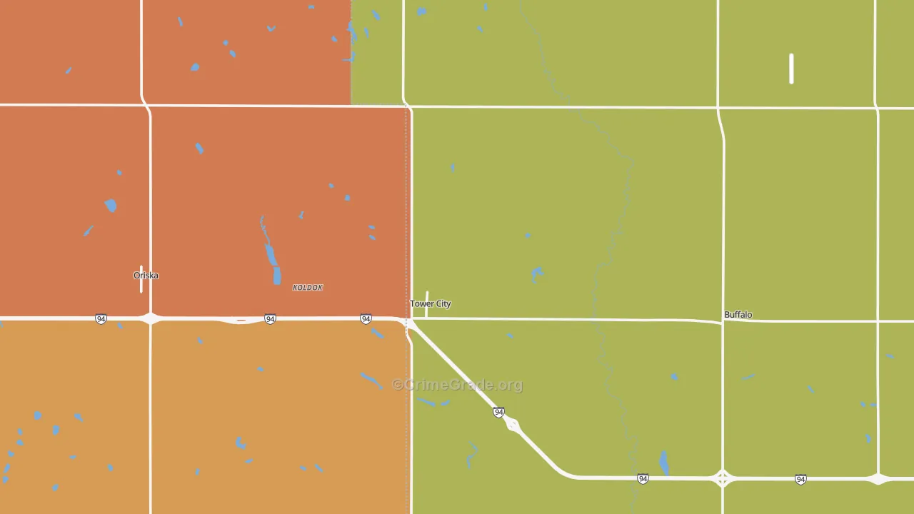 Tower City, ND Map of Vandalism Rates