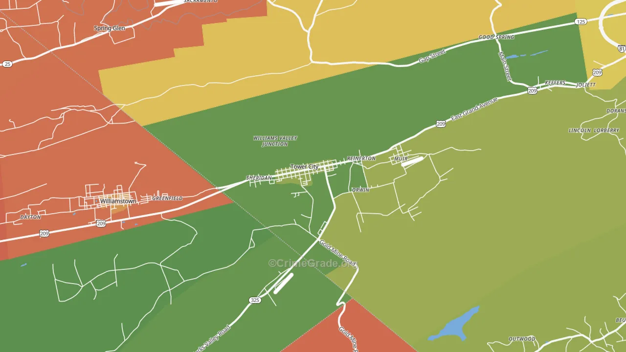 Tower City, PA Map of Vandalism Rates