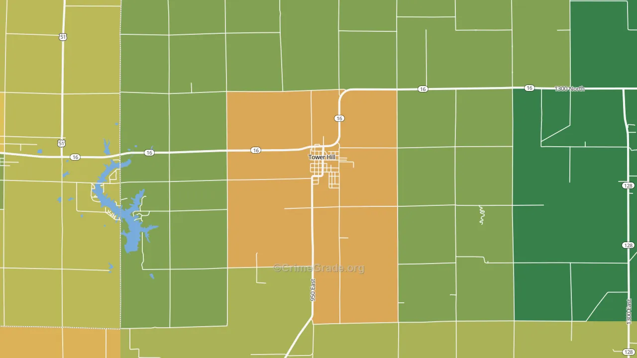 Tower Hill, IL Map of Vandalism Rates