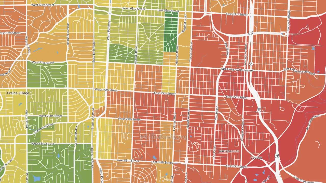 Tower Homes, Kansas City, MO Map of Vandalism Rates