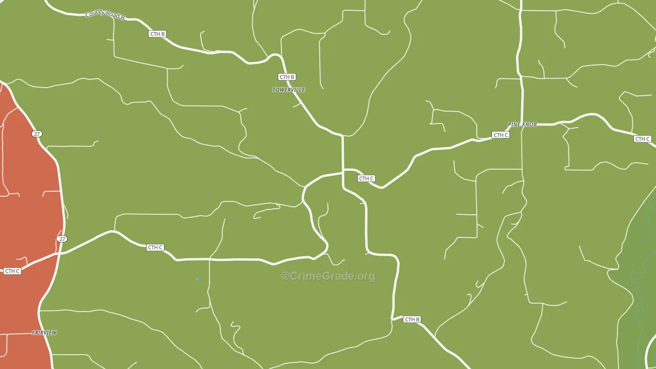 Towerville, WI Map of Vandalism Rates