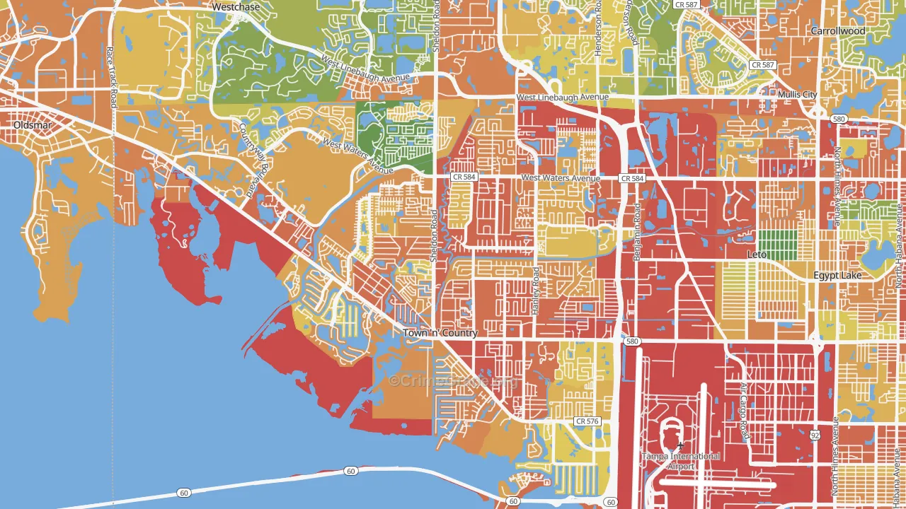 Town 'n' Country, FL Map of Vandalism Rates