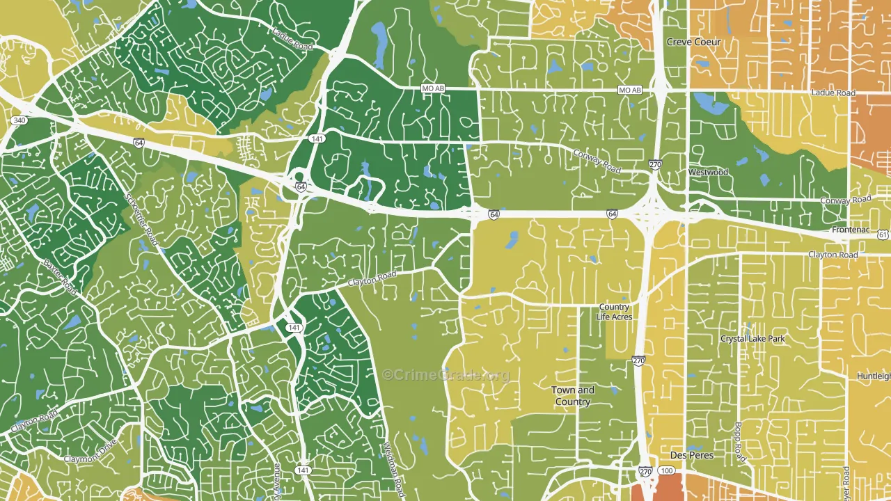 Town and Country, MO Map of Vandalism Rates