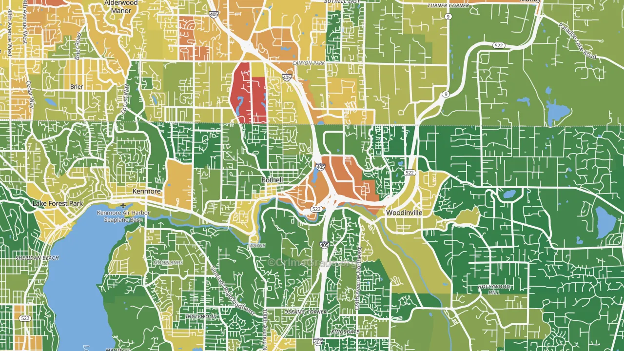 Town Center, Woodinville, WA Map of Vandalism Rates