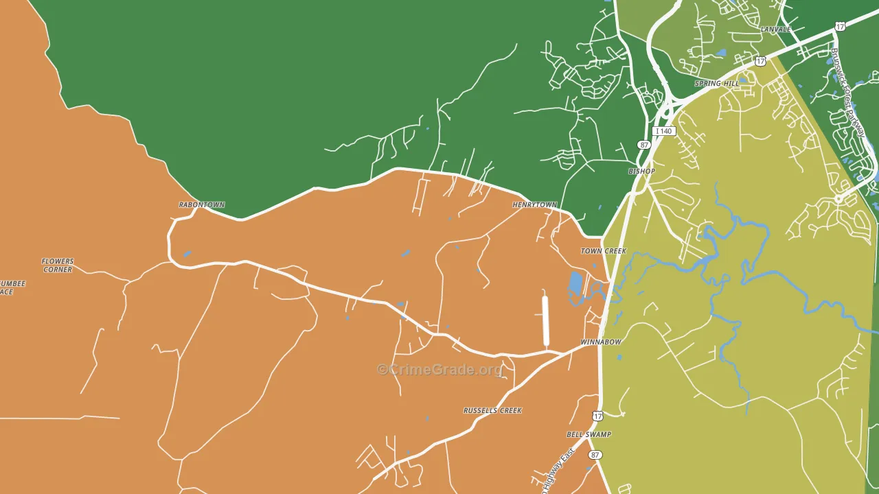 Town Creek, NC Map of Vandalism Rates
