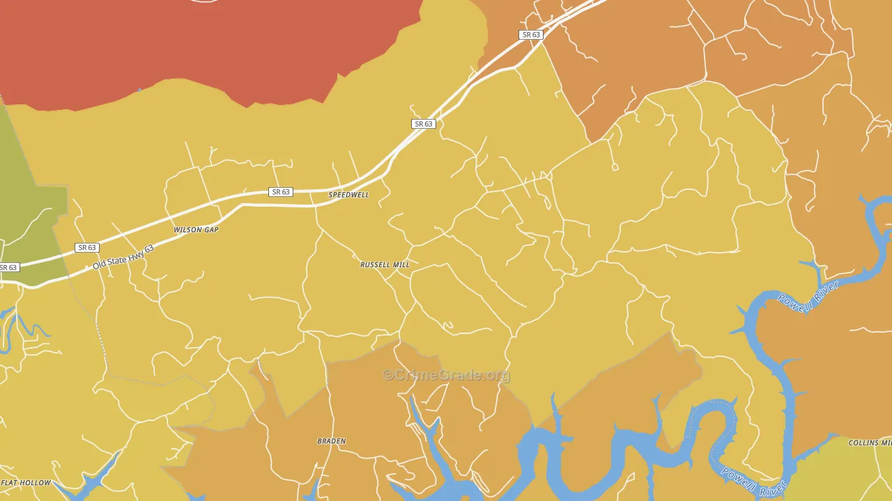 Town Creek, TN Map of Vandalism Rates