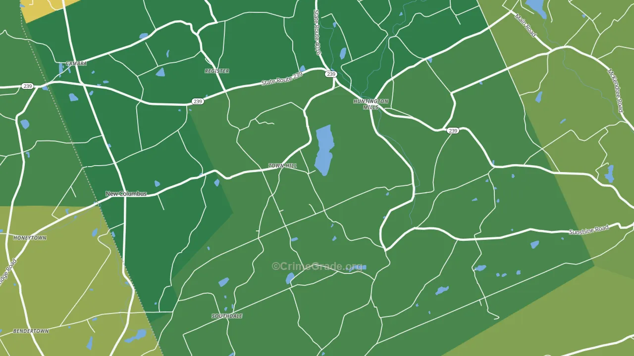 Town Hill, PA Map of Vandalism Rates