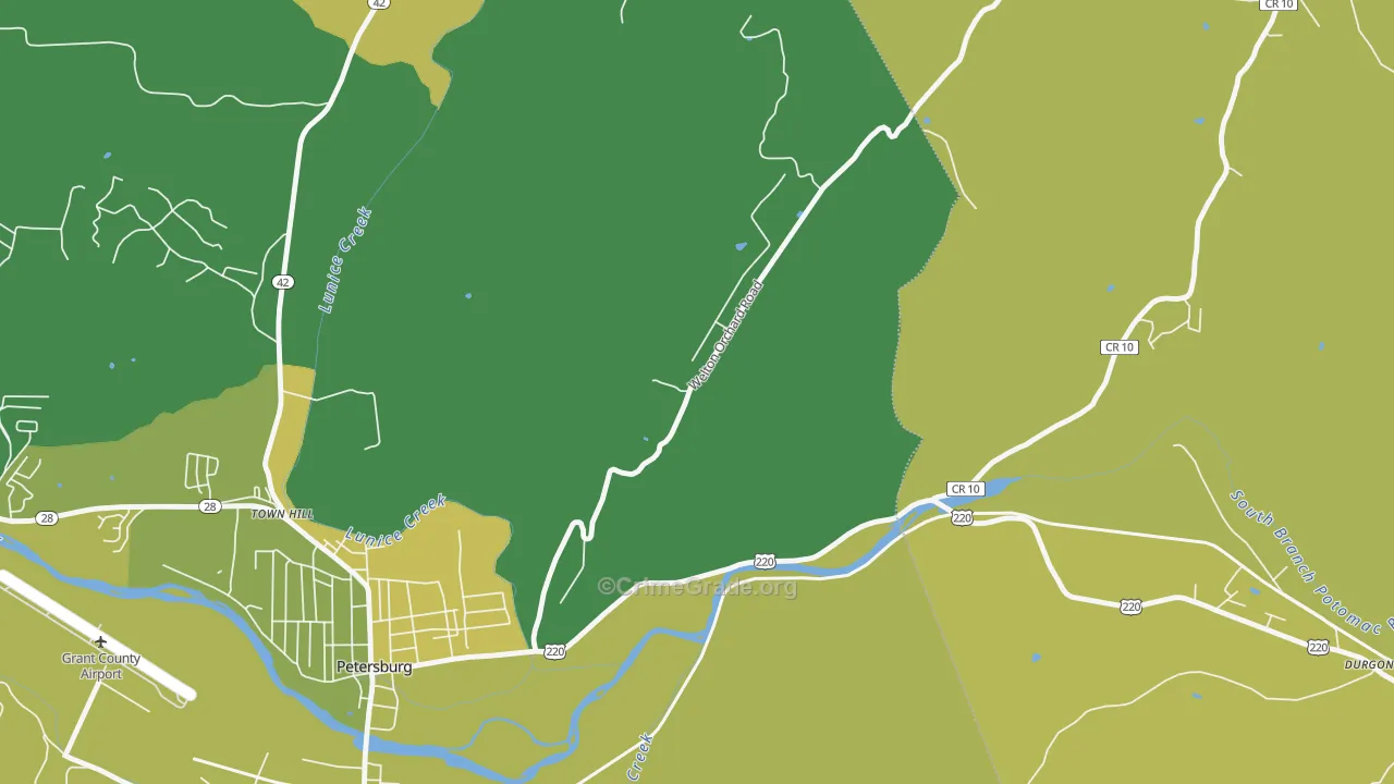 Town Hill, WV Map of Vandalism Rates